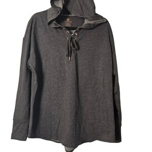 🆕️ FREE2B‎ Luxe Lace Up Hoodie Charcoal Heather XXL XXG TTG Athletic Athleisure